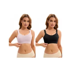 2 Packs Women's Push Up V Neck Full Coverage Bras Wirefree Adjustable Straps Minimizers 21 2 Packs Women's Push Up V Neck Full Coverage Bras Wirefree Adjustable Straps Minimizers -Fashion Clothing Store 7714549 Black Dark Purple