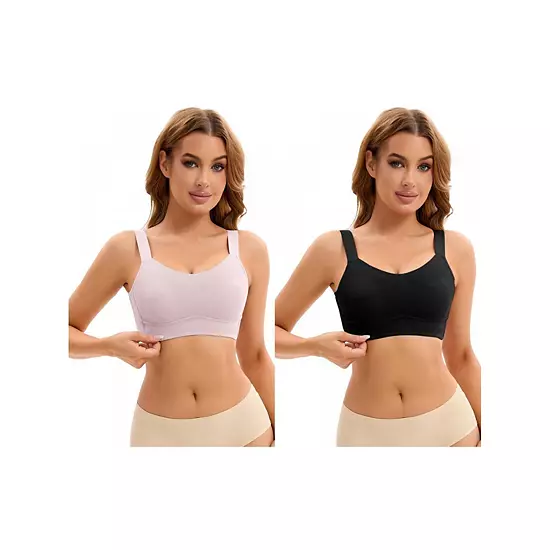2 Packs Women's Push Up V Neck Full Coverage Bras Wirefree Adjustable Straps Minimizers 11 2 Packs Women's Push Up V Neck Full Coverage Bras Wirefree Adjustable Straps Minimizers - Image 11