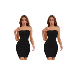 2 Packs Women's Full Slips Dress With Adjustable Straps Under Dresses Mini Slip Dress -Fashion Clothing Store 7714586 Black