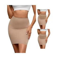 3 Packs Women's High Waisted Half Slips Under Dress Tight Skirt Body Shaper Slimming Slips 11 3 Packs Women's High Waisted Half Slips Under Dress Tight Skirt Body Shaper Slimming Slips -Fashion Clothing Store 7718227 Beige