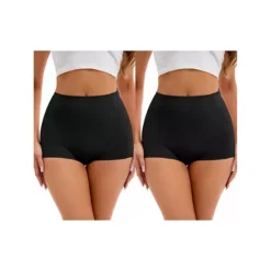2 Packs Women's High-Waisted Underwear Briefs Tummy Control Hip Lifter Control Panties -Fashion Clothing Store 7718255 Black