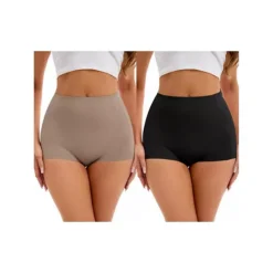 2 Packs Women's High-Waisted Underwear Briefs Tummy Control Hip Lifter Control Panties -Fashion Clothing Store 7718255 Black Khaki