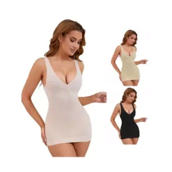 3 Packs Women's V-Neck Control Waisted Slimming Tops Sleeveless Slim-Fit Shaping Tanks