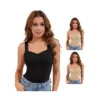3 Packs Women's V Neck Tank Tops With Built In Bra Undershirt Base Layer Tops