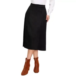 Suede Midi Skirts For Women's Work Casual Fall Winter A Line Skirt Trendy