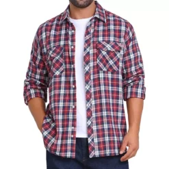 Men's Contrasting Colors Checked Slim Fit Long Sleeved Button Down Shirts With Pocket