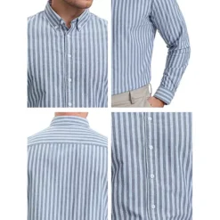 Men's Stripes Long Sleeved Button Down Business Dress Shirts -Fashion Clothing Store 7743893 ALT3