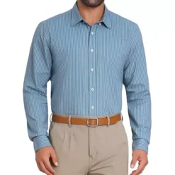 Men's Stripes Long Sleeved Button Down Business Dress Shirts -Fashion Clothing Store 7743893 Blue