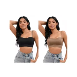 2 Packs Women's Push Up U Back Adjustable Straps Underwear Full Cup Wirefree Tube Bras -Fashion Clothing Store 7750954 Black Brown