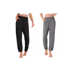 2Pcs Women's Pajama Pants Soft Comfy Pj Pants Lounge Pants Sleepwear With Pockets -Fashion Clothing Store 7755438 Black Grey
