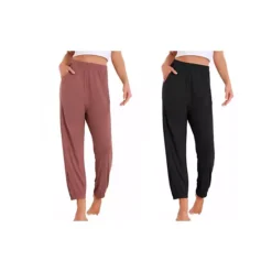 2Pcs Women's Pajama Pants Soft Comfy Pj Pants Lounge Pants Sleepwear With Pockets -Fashion Clothing Store 7755438 Black Red