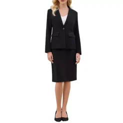 Women's 2 Piece Skirt Suit Set Business Work Blazers And Pencil Skirts -Fashion Clothing Store 7755439 Black 1