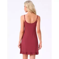 2Pcs Women's Nightdress Spaghetti Strap Scoop Neck Sleepdress Frill Sleepwear Loungewear -Fashion Clothing Store 7755443 ALT2