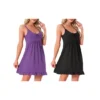 2Pcs Women's Nightdress Spaghetti Strap Scoop Neck Sleepdress Frill Sleepwear Loungewear