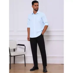 Stripes Dress Shirts For Men's Long Sleeve Business Button Striped Shirt -Fashion Clothing Store 7758790 ALT3