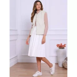 Faux Fur Vest For Women's Button Down Sleeveless Open Front Winter Vests Jacket -Fashion Clothing Store 7771210 ALT2
