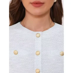 Plaid Tweed Dress For Women's Round Neck Short Sleeve A-Line Vintage Mini Dresses -Fashion Clothing Store 7789063 ALT3