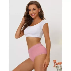 Women's High Waist Underwear Tummy Control Comfortable Lace Ribbed Panties -Fashion Clothing Store 7789066 ALT2