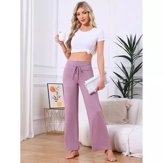 Women's Pajama Pants Wide Leg Drawstring Sweatpant Stretch Palazzo Lounge Trouser Yoga Sleep Bottoms 3 Women's Pajama Pants Wide Leg Drawstring Sweatpant Stretch Palazzo Lounge Trouser Yoga Sleep Bottoms - Image 3