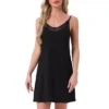 Women's Nightgown Sleeveless Cami Slip Mesh V Neck Chemise Backless Sleepwear Lingerie Nightshirt
