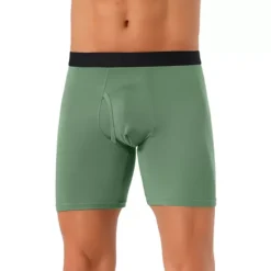 Men's Lightweight Solid Color Soft Stretch Open-fly Basic Boxer Briefs 22 Men's Lightweight Solid Color Soft Stretch Open-fly Basic Boxer Briefs -Fashion Clothing Store 7793814 Green