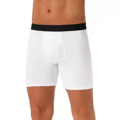Men's Lightweight Solid Color Soft Stretch Open-fly Basic Boxer Briefs 21 Men's Lightweight Solid Color Soft Stretch Open-fly Basic Boxer Briefs -Fashion Clothing Store 7793814 White 1