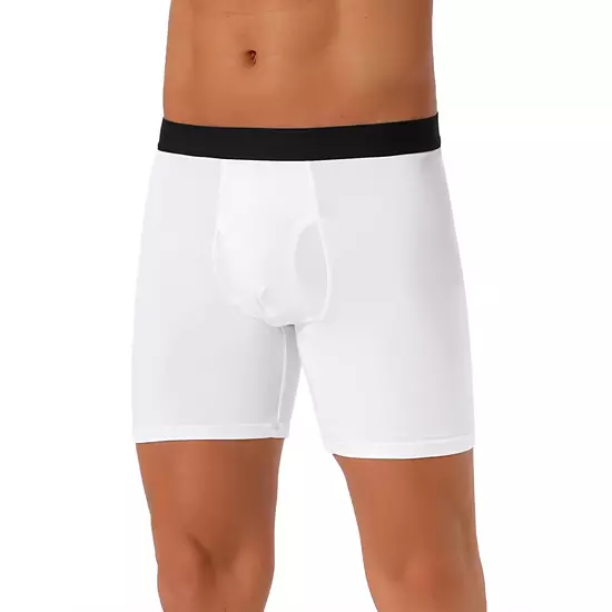 Men's Lightweight Solid Color Soft Stretch Open-fly Basic Boxer Briefs 1 Men's Lightweight Solid Color Soft Stretch Open-fly Basic Boxer Briefs