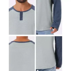 Men's Raglan Long Sleeve Tee Shirt Casual Baseball Henley T-Shirts -Fashion Clothing Store 7793815 ALT3