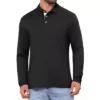 Men's Contrast Button Collared Pocket Long Sleeves Golf Polo T-Shirts