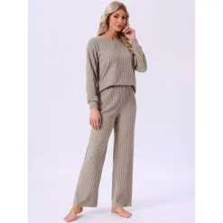 Women's Ribbed Knit Pajamas Sets 2 Piece Long Sleeve Top And Pants Sleepwear Pjs Loungewear Outfits 10 Women's Ribbed Knit Pajamas Sets 2 Piece Long Sleeve Top And Pants Sleepwear Pjs Loungewear Outfits -Fashion Clothing Store 7793818 ALT2
