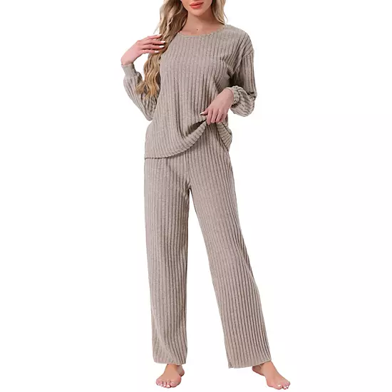 Women's Ribbed Knit Pajamas Sets 2 Piece Long Sleeve Top And Pants Sleepwear Pjs Loungewear Outfits 7 Women's Ribbed Knit Pajamas Sets 2 Piece Long Sleeve Top And Pants Sleepwear Pjs Loungewear Outfits - Image 7