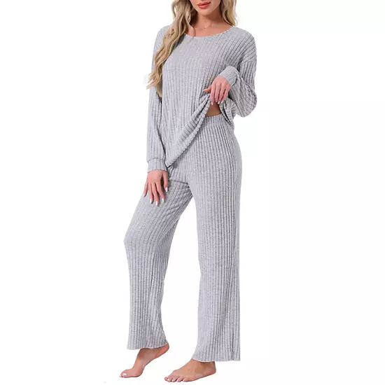 Women's Ribbed Knit Pajamas Sets 2 Piece Long Sleeve Top And Pants Sleepwear Pjs Loungewear Outfits 8 Women's Ribbed Knit Pajamas Sets 2 Piece Long Sleeve Top And Pants Sleepwear Pjs Loungewear Outfits - Image 8