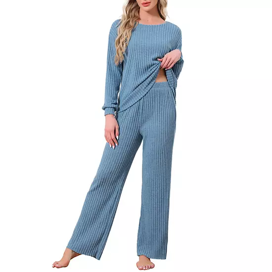 Women's Ribbed Knit Pajamas Sets 2 Piece Long Sleeve Top And Pants Sleepwear Pjs Loungewear Outfits 6 Women's Ribbed Knit Pajamas Sets 2 Piece Long Sleeve Top And Pants Sleepwear Pjs Loungewear Outfits - Image 6