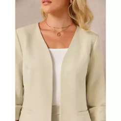 Women's 2 Piece Set Business Suit Pencil Skirt Collarless Work Blazer 10 Women's 2 Piece Set Business Suit Pencil Skirt Collarless Work Blazer -Fashion Clothing Store 7794889 ALT3