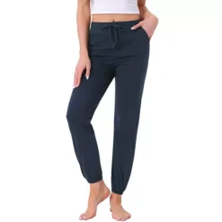 Women's Cotton Pajamas Pants Drawstring Elastic Waist Lounge Yoga Bottoms With Pockets -Fashion Clothing Store 7794908 Navy