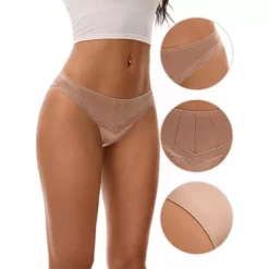 Women's Satin Silky Hipster Panties Low Waisted Lace Trimmed Underpant -Fashion Clothing Store 7797975 ALT3