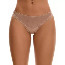 Women's Satin Silky Hipster Panties Low Waisted Lace Trimmed Underpant -Fashion Clothing Store 7797975 Brown 1