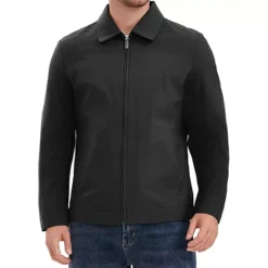 Men's Long Sleeve Full Zip Up Lapel Solid Color Casual Lined Jacket -Fashion Clothing Store 7799339 Black