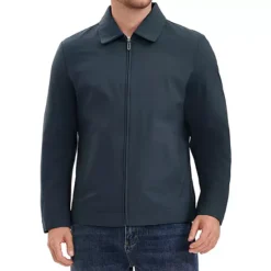 Men's Long Sleeve Full Zip Up Lapel Solid Color Casual Lined Jacket -Fashion Clothing Store 7799339 Dark Blue 1