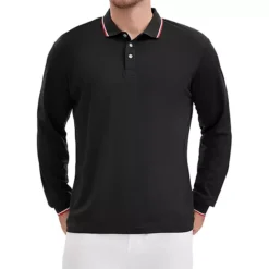 Men's Classic Regular Fit Solid Color Long Sleeves Business Golf Polo Shirt 15 Men's Classic Regular Fit Solid Color Long Sleeves Business Golf Polo Shirt -Fashion Clothing Store 7799345 Black