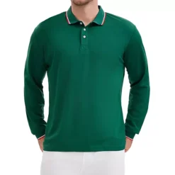 Men's Classic Regular Fit Solid Color Long Sleeves Business Golf Polo Shirt 16 Men's Classic Regular Fit Solid Color Long Sleeves Business Golf Polo Shirt -Fashion Clothing Store 7799345 Green