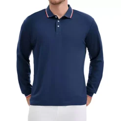 Men's Classic Regular Fit Solid Color Long Sleeves Business Golf Polo Shirt 18 Men's Classic Regular Fit Solid Color Long Sleeves Business Golf Polo Shirt -Fashion Clothing Store 7799345 Navy Blue 1