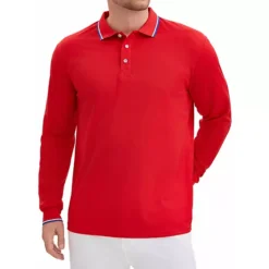 Men's Classic Regular Fit Solid Color Long Sleeves Business Golf Polo Shirt 17 Men's Classic Regular Fit Solid Color Long Sleeves Business Golf Polo Shirt -Fashion Clothing Store 7799345 Red