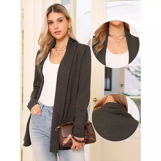 Women's Knit Cardigan Open Front Long Sleeve Lightweight Stretch Sweater Outwear Casual Cardigans 4 Women's Knit Cardigan Open Front Long Sleeve Lightweight Stretch Sweater Outwear Casual Cardigans - Image 4