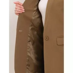 Winter Overcoat For Women's Notched Stand Collar Long Sleeve One Buttoned Mid-Length Coat Outerwear -Fashion Clothing Store 7799377 ALT3