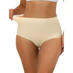 Women's Elastic High-Waisted Seamless Brief Breathable No-Show Hipster Underwear 22 Women's Elastic High-Waisted Seamless Brief Breathable No-Show Hipster Underwear -Fashion Clothing Store 7803475 Beige
