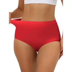 Women's Elastic High-Waisted Seamless Brief Breathable No-Show Hipster Underwear 21 Women's Elastic High-Waisted Seamless Brief Breathable No-Show Hipster Underwear -Fashion Clothing Store 7803475 Bright Red
