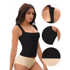 Women's Square Neck Sleeveless Tank Tops Basic Fitted Camisoles -Fashion Clothing Store 7803756 ALT3