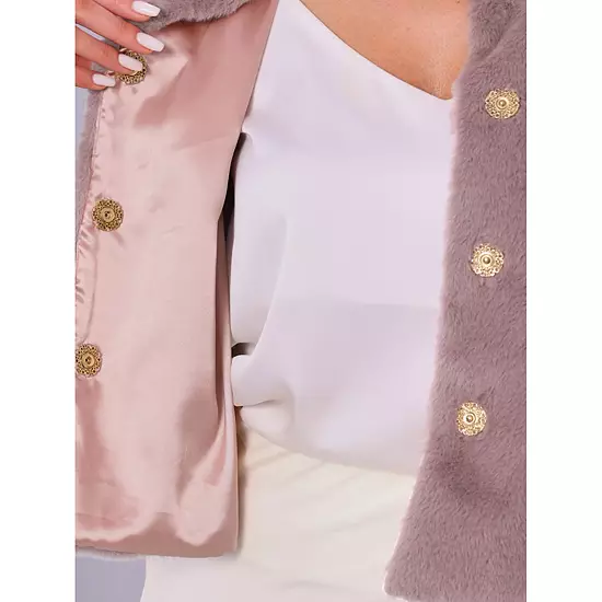 Dressy Faux Fur Coat For Women's Cropped Snap Button Winter Wedding Fluffy Jackets 4 Dressy Faux Fur Coat For Women's Cropped Snap Button Winter Wedding Fluffy Jackets - Image 4