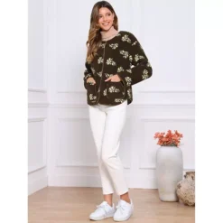 Women's Jacket Vintage Floral Print Long Sleeve Winter Warm Outwear Collarless Faux Shearling Coat 9 Women's Jacket Vintage Floral Print Long Sleeve Winter Warm Outwear Collarless Faux Shearling Coat -Fashion Clothing Store 7806634 ALT2